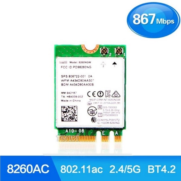 Intel 8260 AC Dual Band M.2 Wireless 8260NGW 2.4/5GHz BT Bluetooth Wifi Card