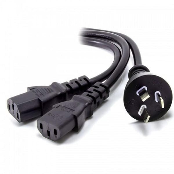 Alogic 1m Power Split Cable 1 Male to 2 Female Aus 3 Pin Mains Plug 2 X IEC C13 [MF-AUS3P2C13-01]