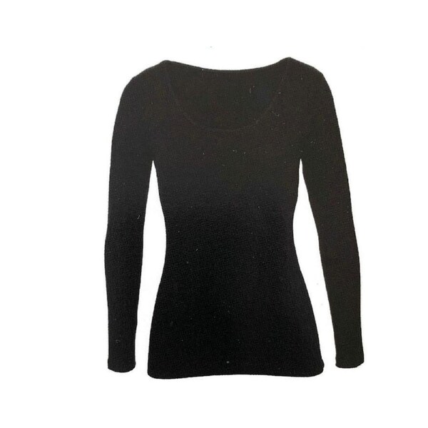 MERINO SKINS Ladies Scoop Neck Long Sleeve Top Thermals - Black XXL (AUS 18)