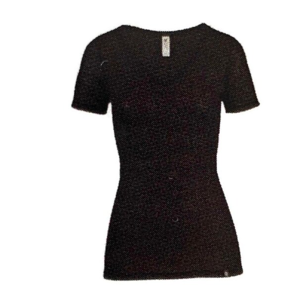 MERINO SKINS Ladies Verona V-Neck Tee Thermal Top Wool Blend - Black L (Aus 14)