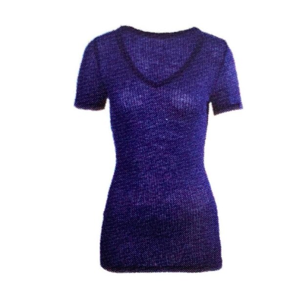 MERINO SKINS Ladies Verona V-Neck Tee Thermal Top Wool Blend - French Navy S (AU 10)