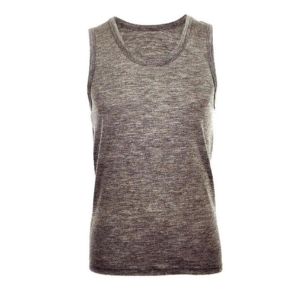 MERINO SKINS Mens Classic Round Neck Tank Singlet Thermal Top - Ceramic S (91cm Chest)