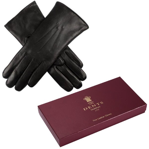DENTS Ladies Premium Kangaroo Leather Cashmere Lined Gloves Winter Women's - Black X-Large