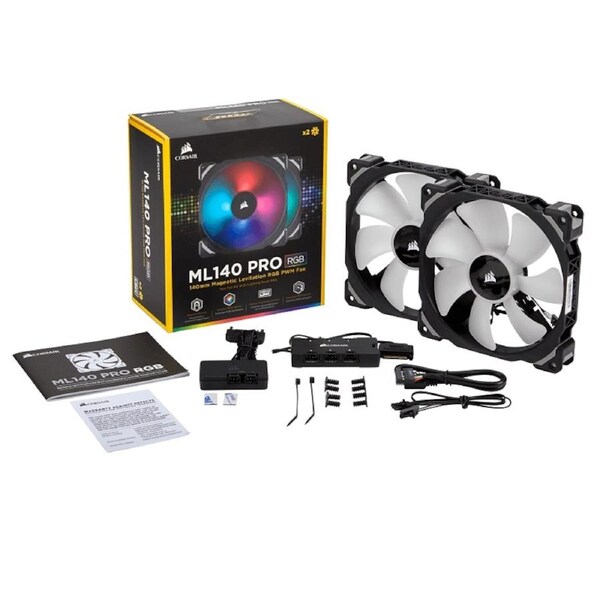Corsair ML140 PRO RGB LED 140MM PWM Premium Magnetic Levitation Fan Twin Pack [CO-9050078-WW]