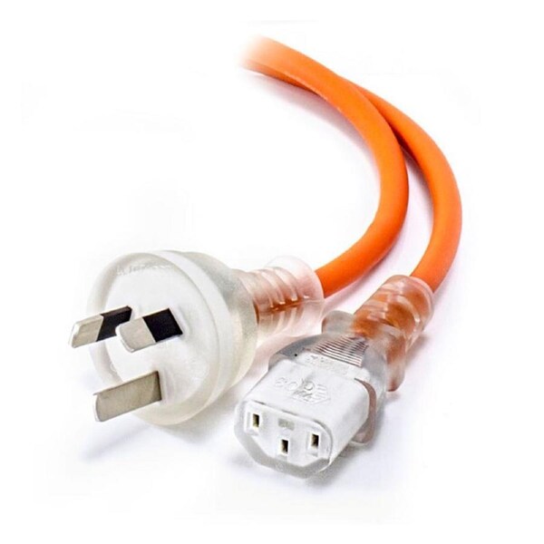 Alogic 1m Medical Power Cable 3 Pin Mains Plug to IEC C13 Male to Female Orange [MF-AUS3PC13-01-MC]
