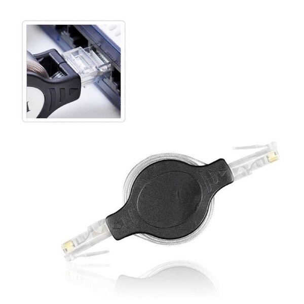 Portable RJ45 Ethernet LAN Internet Network Cable Retractable Black High Quality [CAB-GEN-1.5MC5E]