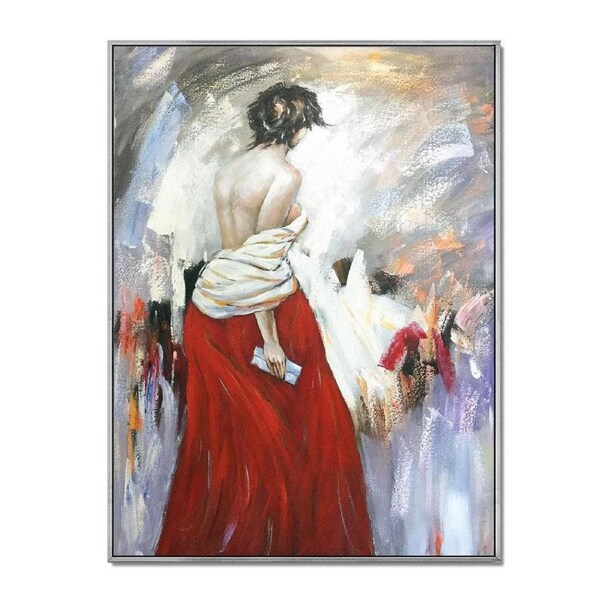 Framed Oil Painting Hand Painted Abstract People Modern - GRACEFUL SILHOUETTE (122 x 91cm)