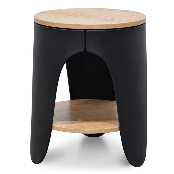 Jackson Round Side Table - Natural - Black