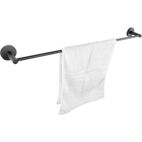 ACA Bathroom Round Single Towel Rack Towel Rail Black 800mm Cut to Size