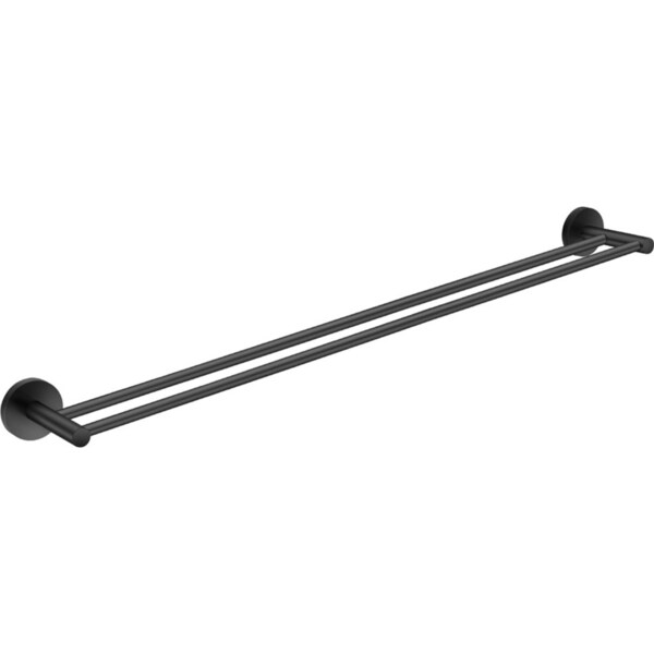 ACA Bathroom Round Double Towel Rack Towel Rail Black 800mm Cut to Size