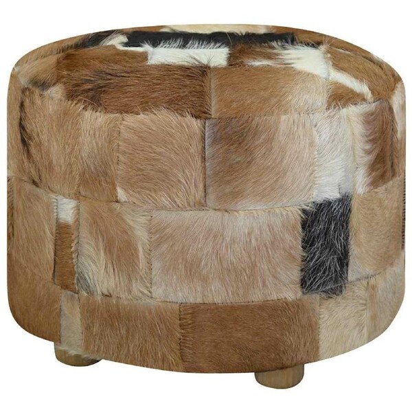 Pouffe Genuine Leather Round 50x50x45 cm vidaXL