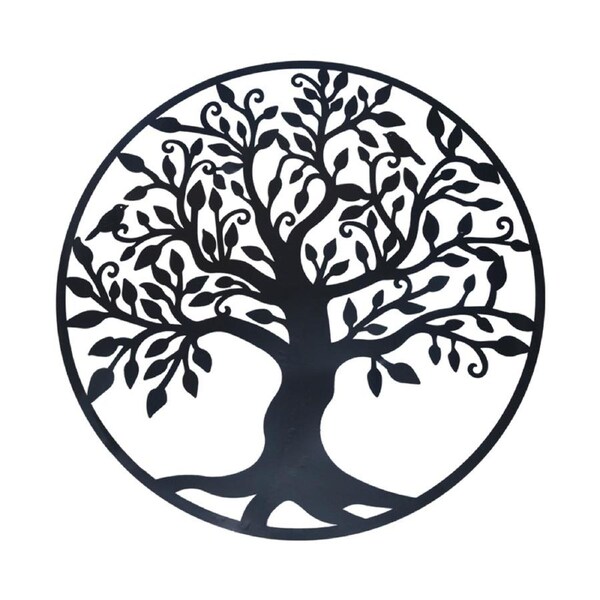 Black Tree of Life Wall Art Hanging Metal Iron Sculpture Garden 60cm