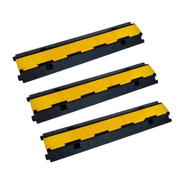 3pcs 2-Cable Rubber Electrical Wire Cover Heavy Duty Protector Dual Channel