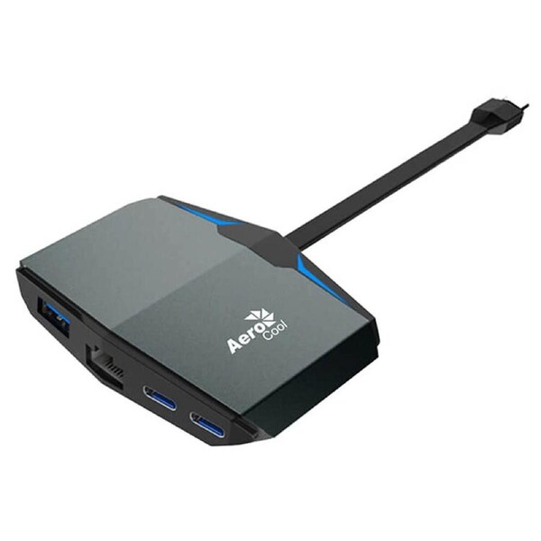 AeroCool BK Hub Splitter Adapter USB-C Male to Female Ethernet/3x USB-A/2x USB-C
