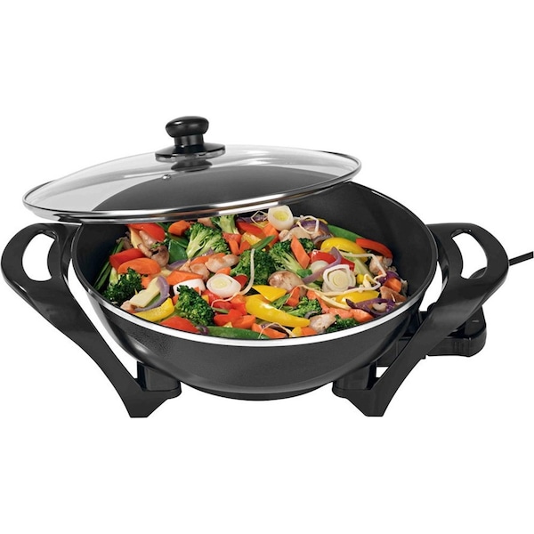 Lenoxx 4.5L 1500W Large Electric Wok/Non-Stick/Stir-fry/Cooking Pan/Cooker Black