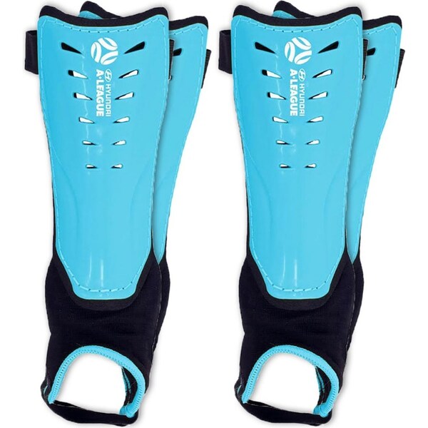2x Hyundai A-League Shin Guard/Pads w/ Ankle Sock/Sports/Soccer Large Size/Blue