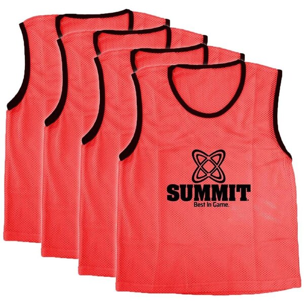 4PK Summit Extra Large Sport/Soccer/Rugby Training Mesh Bibs/T-Shirt Vest Red