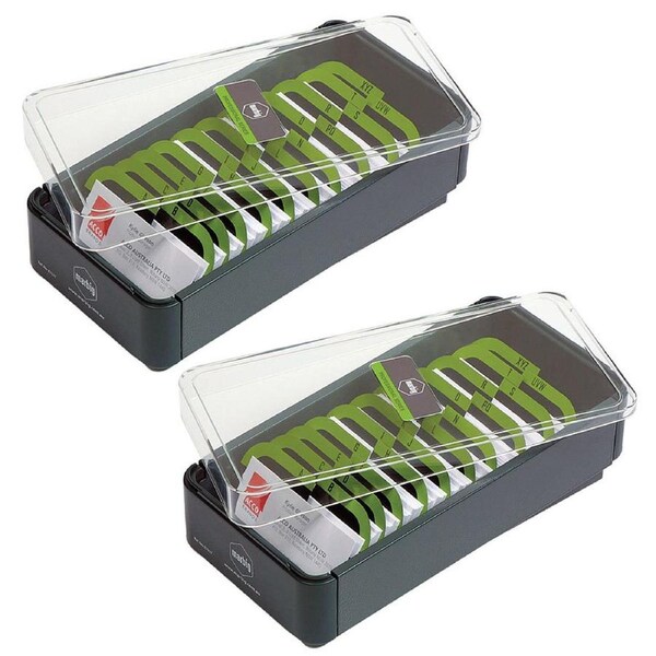 2x Marbig 400 Metal Business Card File Organiser/Holder Box A-Z Filing System GY