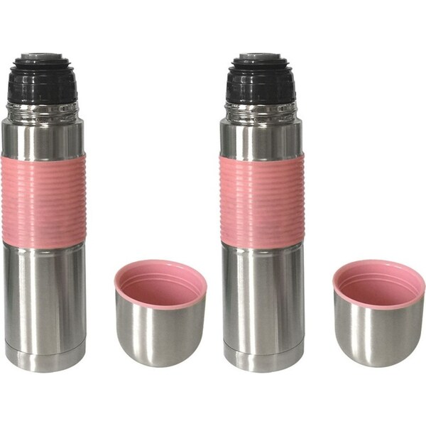 2x Stainless Steel 500ml Double Wall Vacuum Insulated Travel Flask Bottle/Cup PK