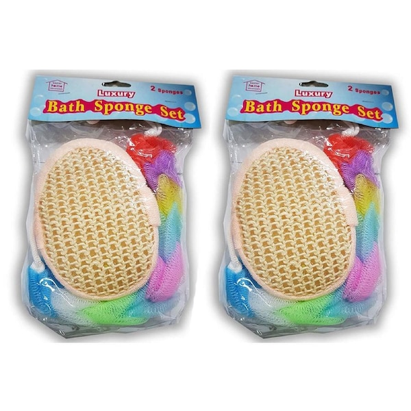 4pc Better Home Bathroom Essentials Luxury Bath Sponge/Loofah Clean Scrubber Set