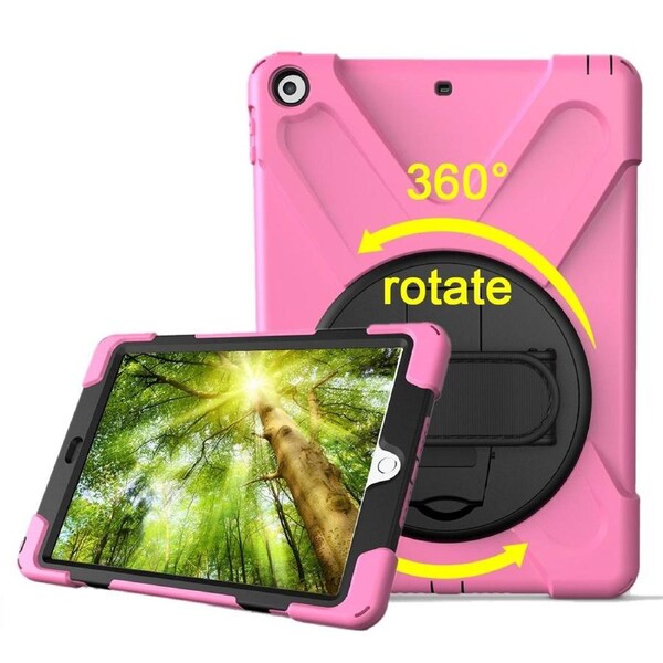 For iPad 2018,2017 9.7-inch Pink Hand-strap Armour Case