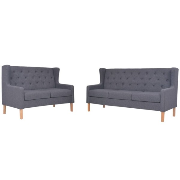 Sofa Set 2 Pieces Fabric Grey vidaXL