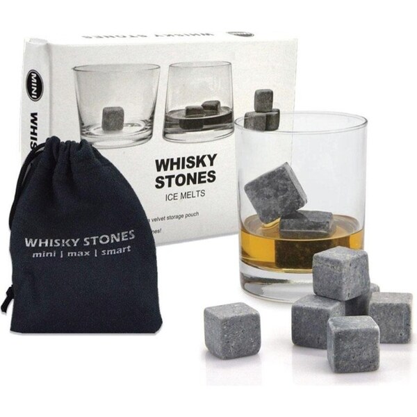 Whiskey Stones Ice Melts - 9 Reusable Natural Marble Chilling Scotch Rocks Cubes