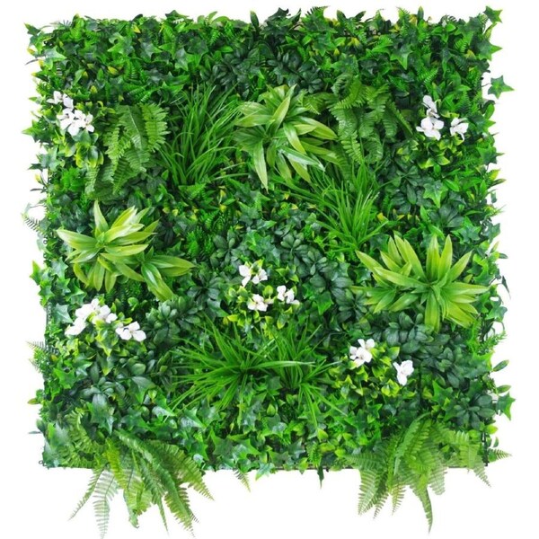 Flowering White Jasmine Fake Green Wall / Artificial Vertical Garden 1m x 1m UV Resistant