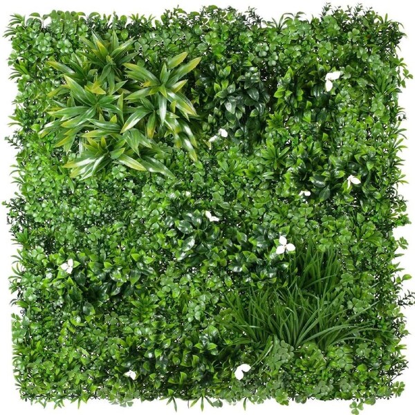 Luxury White Lily Artificial Vertical Garden / Fake Green Wall 1m x 1m UV Resistant