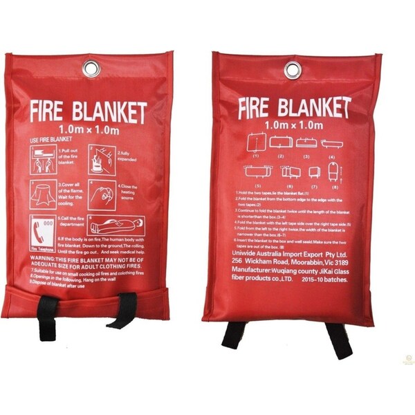 2x Australian FIRE BLANKET Fibre Glass Safety House Caravan Emergency 1m x 1m