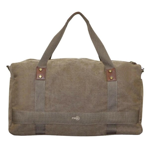FIB 52cm Canvas Travel Duffle Bag Casual Duffel - Khaki