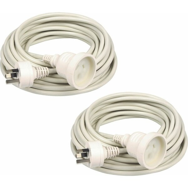 2PK Kensington 5m 2400W AU/NZ Power Extension Cable Lead Cord 10Amp Plug White