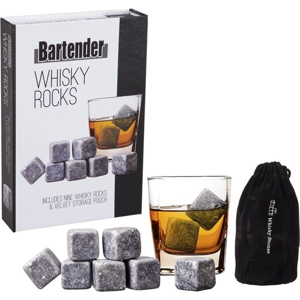Bartender Whiskey Stones Gift Boxed Set of 9