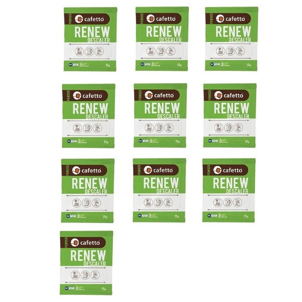 Cafetto 10 Packs Renew Espresso Machine Descaler - 1 25g Sachet