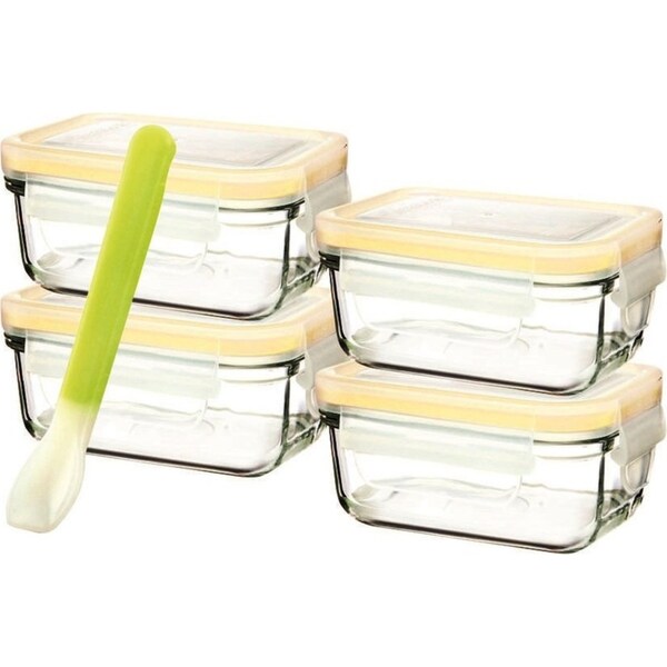 Glasslock 5 Piece Baby Food Container Set With Lids - Rectangle