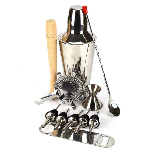 PurpleSpoilz Cocktail Shaker Set Ss With Davis & Waddell Bar Board