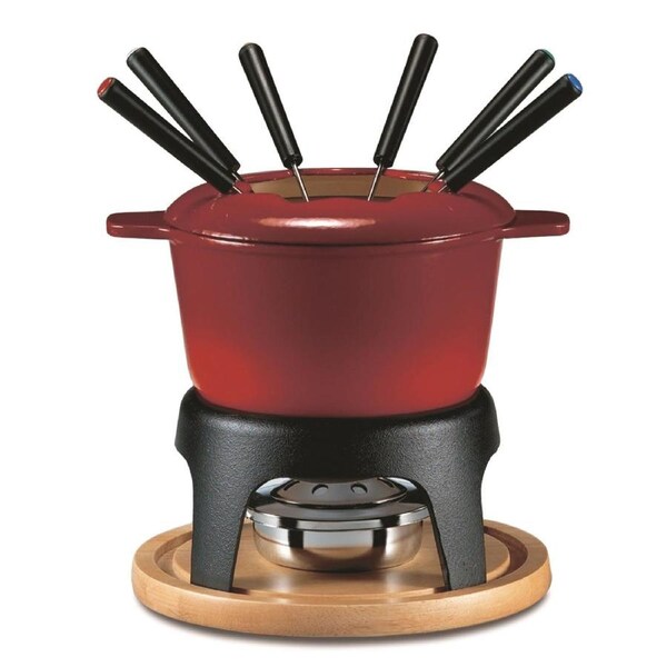 Swissmar Sierra 11 Piece Cast Iron Fondue Set - Red