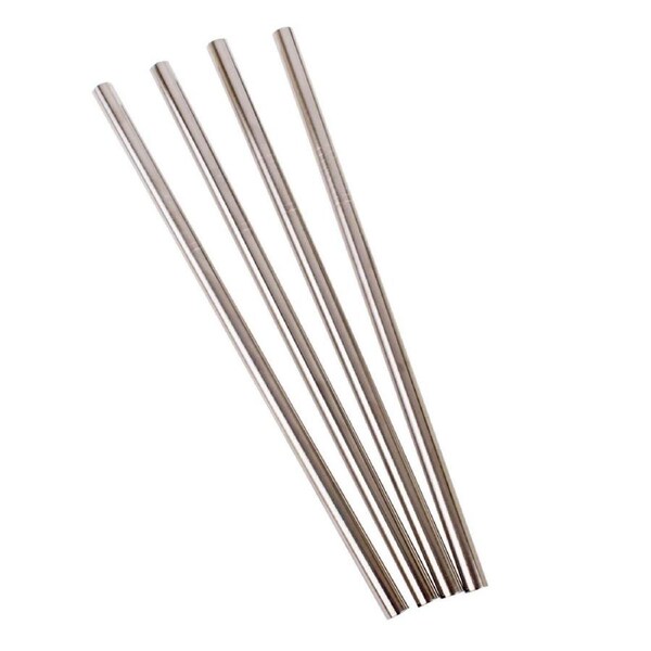 Appetito Set 4 Straight Stainless Steel Straws + Cleaning Brush