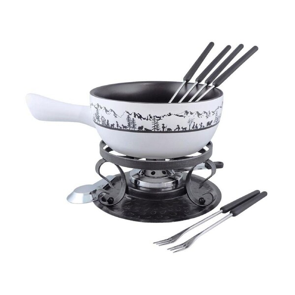 Swissmar Heidi 9 Piece Ceramic Cheese Fondue Set