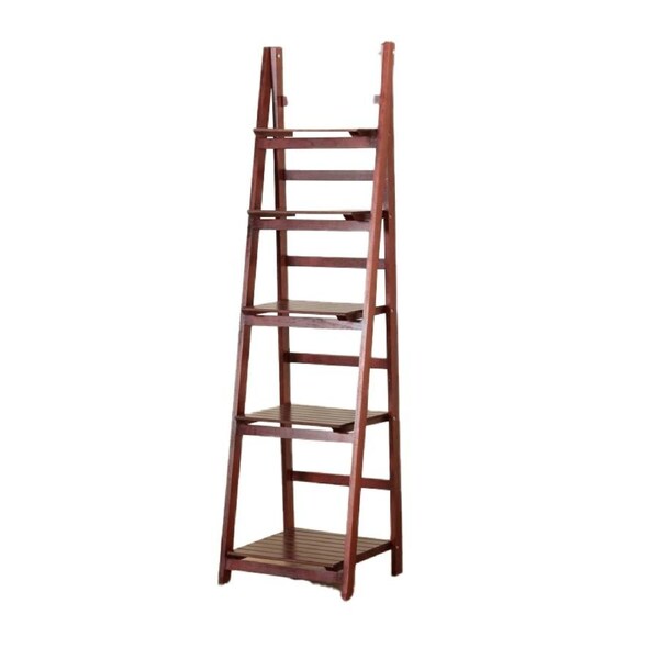 5 Tier Wooden Ladder Shelf Stand Storage Book Shelves Shelving Display Rack