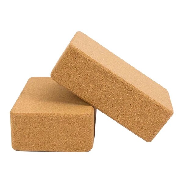 2 x Cork Yoga Block Organic Yoga Prop Accessory Exercise Brick