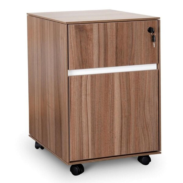 Excel 2 Drawer Wooden Mobile Pedestal - Walnut