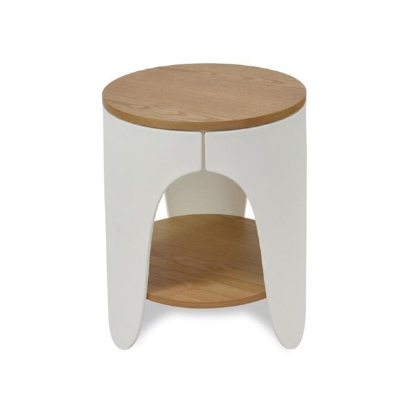 Jackson Round Side Table - Natural and White