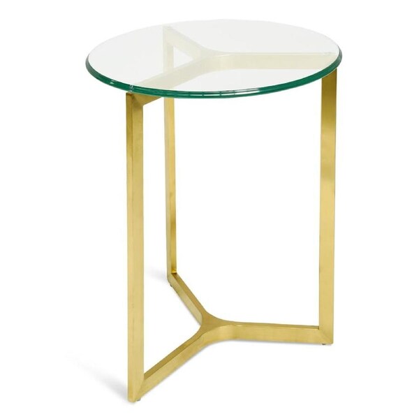 Janet Round Glass Side Table - Gold Base