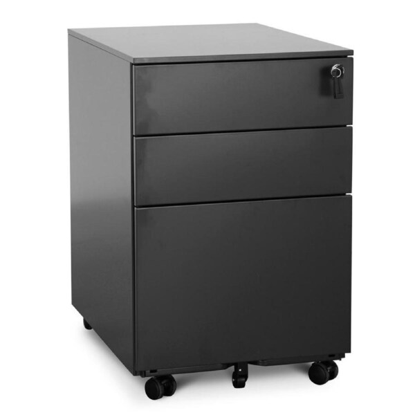 Russel 3 Drawers Mobile Pedestal - Black