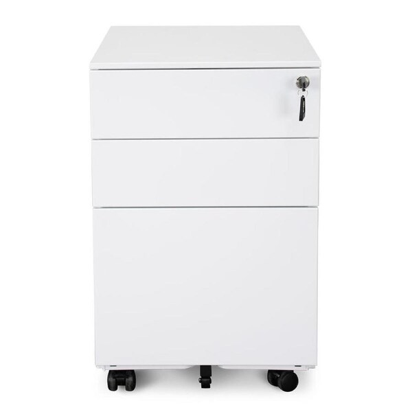 Russel 3 Drawers Mobile Pedestal - White