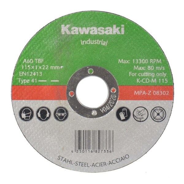 Kawasaki 115m Flat Cut-off Wheels for Metal