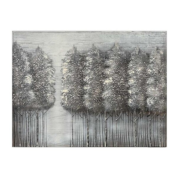 Pallet Wood Oil Painting Hand Painted Abstract Floral / Botanical Wall Art - Serene Winterscape (91cm x 122cm)