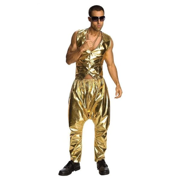 Rapper Gold Parachute Pants for Adults
