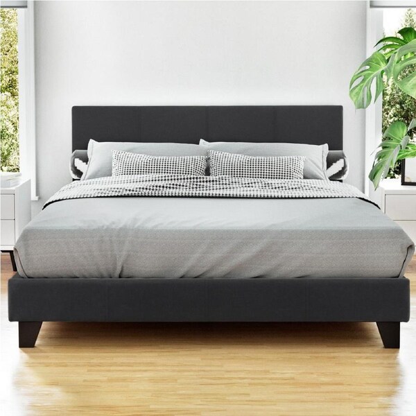 Artiss Bed Frame Queen Size Mattress Base Wooden Platform Charcoal NEO